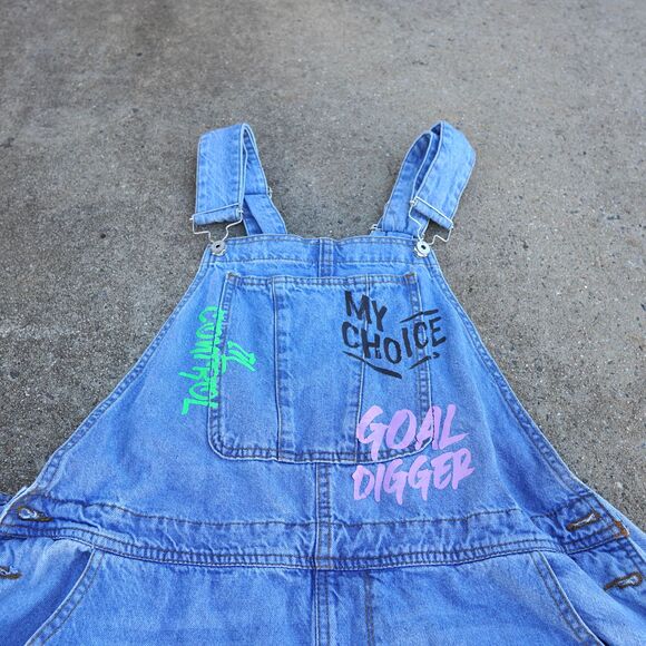 SPOON Distressed Denim Overall Shorts 1X – Graphic Cutoff Plus Size - Picture 5 of 9